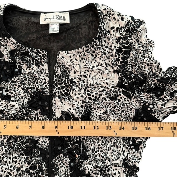 Joseph Ribkoff Textured Stretchy Sequin Embellished Zip Front Jacket Womens 8 - Picture 12 of 16